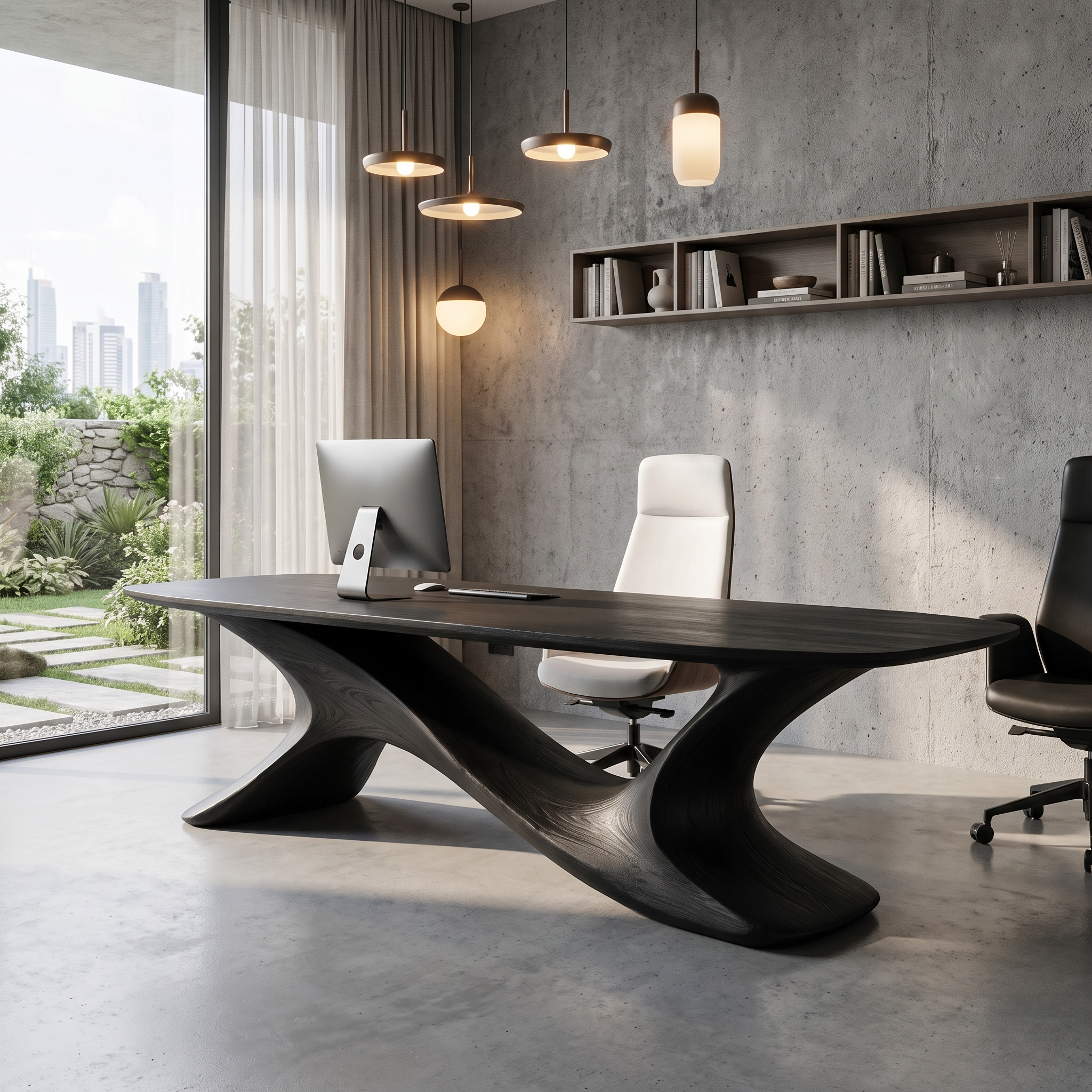 Rustic Open Loop Desk Solid Wood Writing Desk For Home Office SINLHADE161