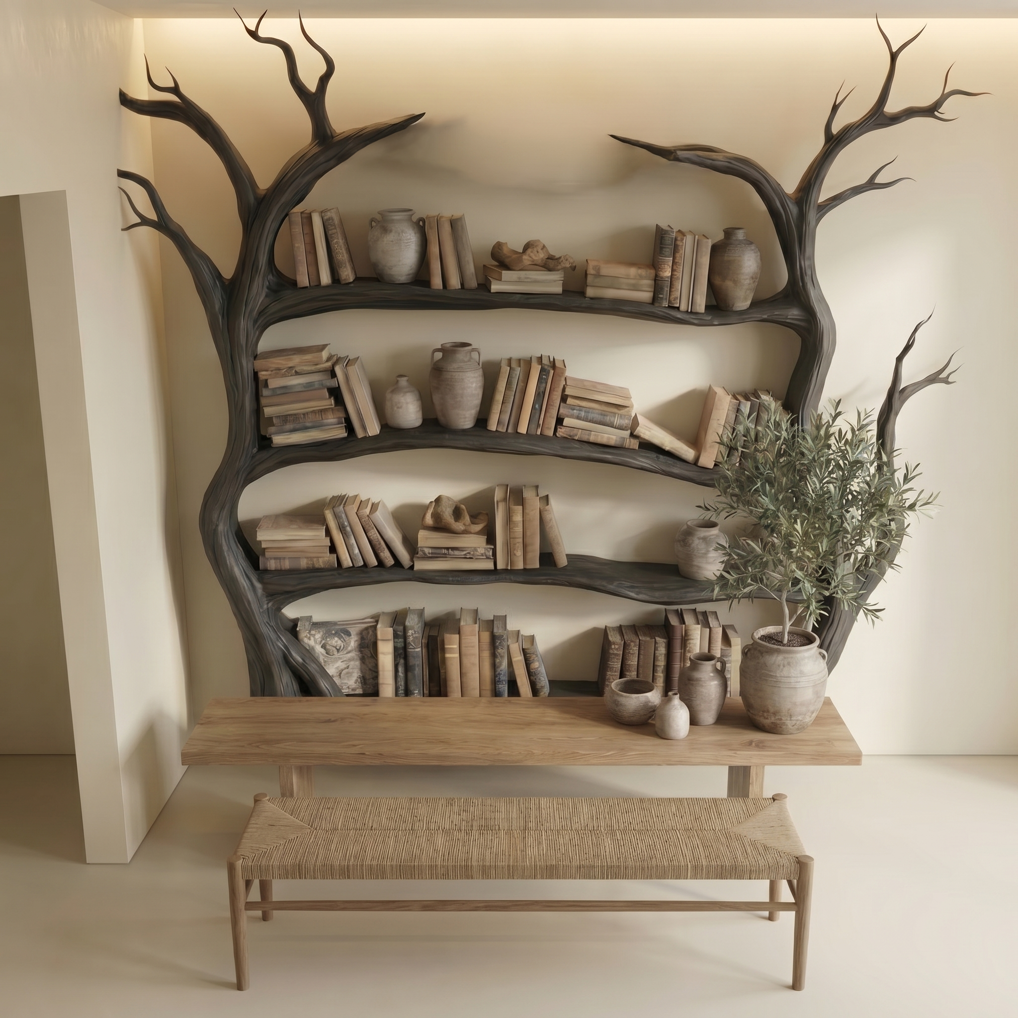 Organic Modern Tree Bookcase For Living Room And Bedroom SINLSATB735