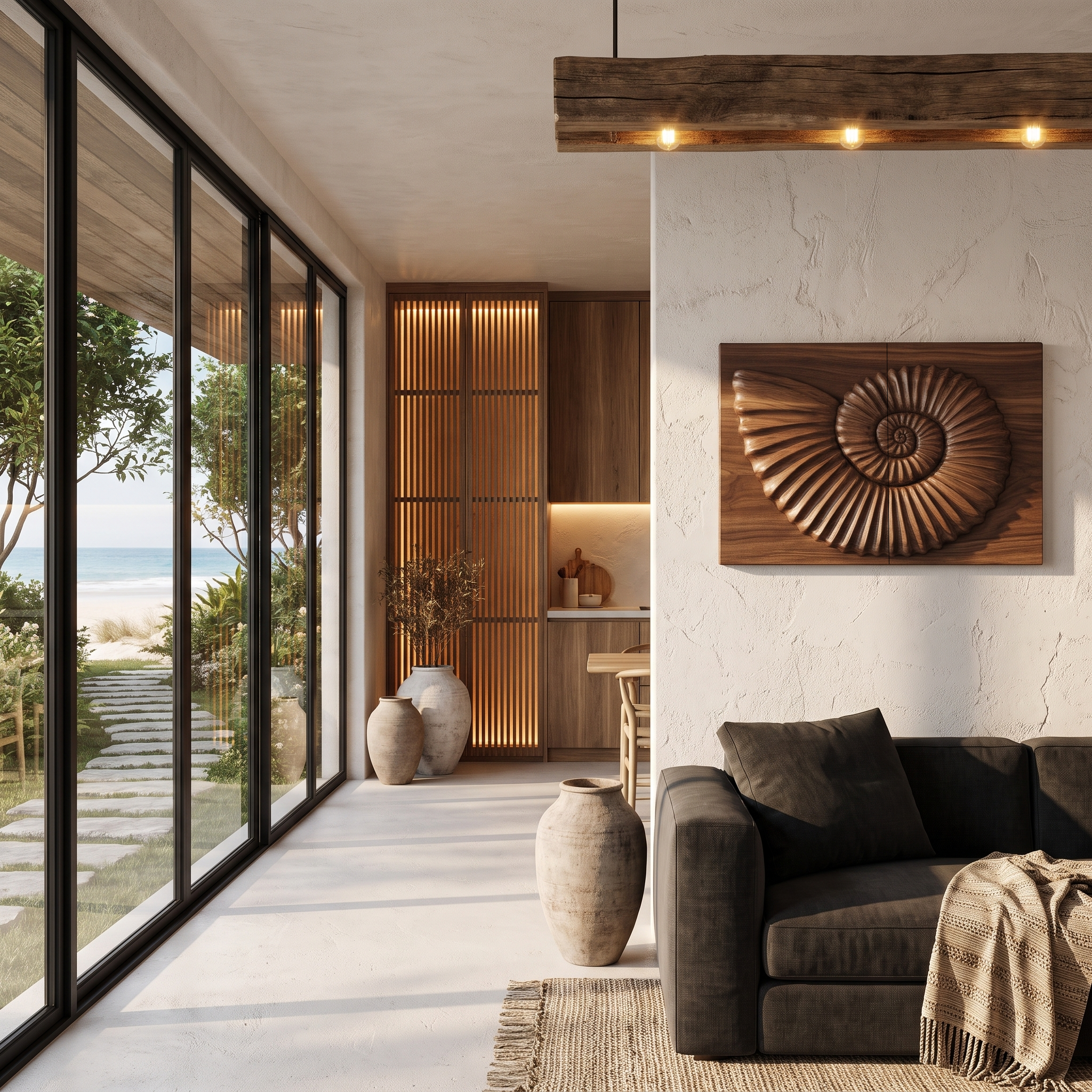 Modern Ammonite Fossil Decorative Wall Panel For Living Room SINLHAWA137