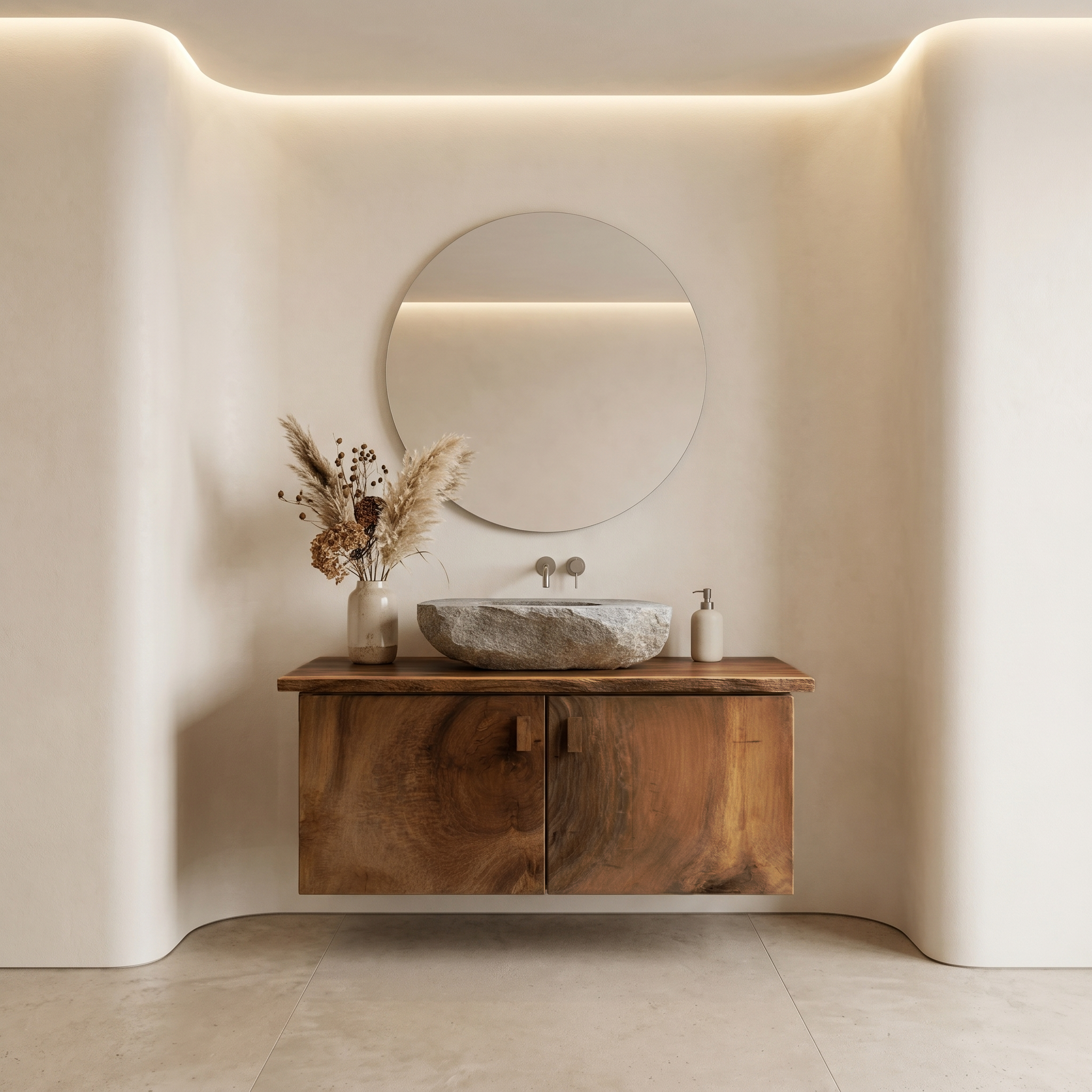 Rustic Natural Wood Bathroom Vanity For Bathroom And Powder Room SINLHABRV296