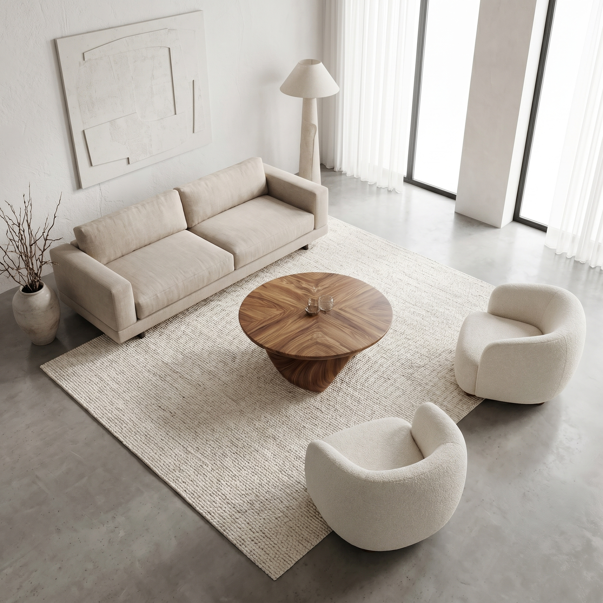 Organic Coffee Table With Sculptural Twisted Wood Base For Living Room SINLHACF367