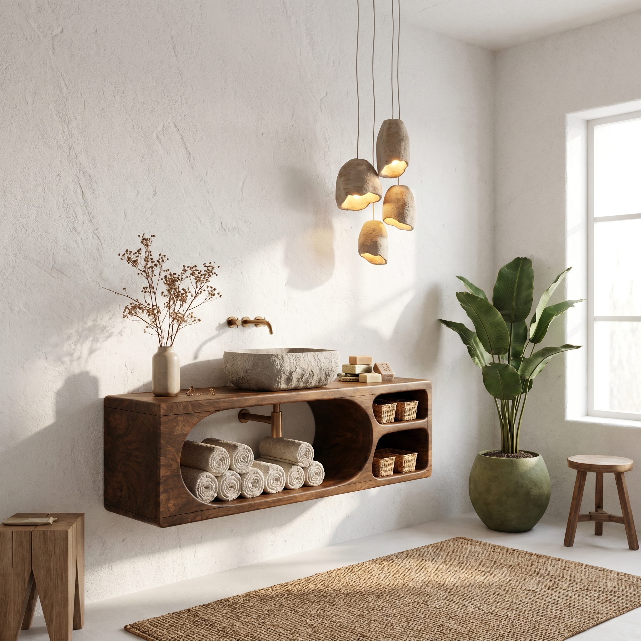 Organic Bathroom Vanity With Built In Storage Shelves For Bathroom SINLHABRV309