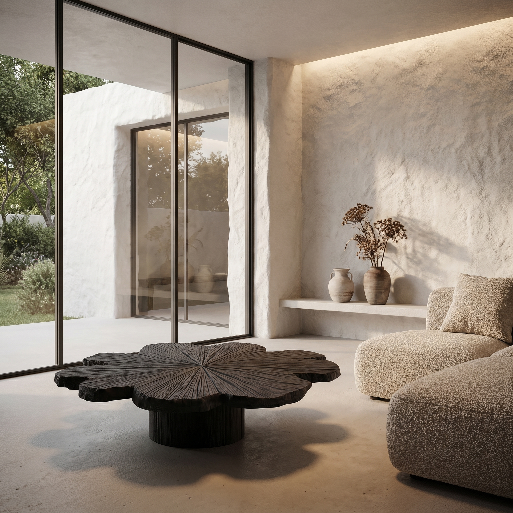 Modern Coffee Table With Sculptural Petal Inspired Design For Living Room SINLHACF387