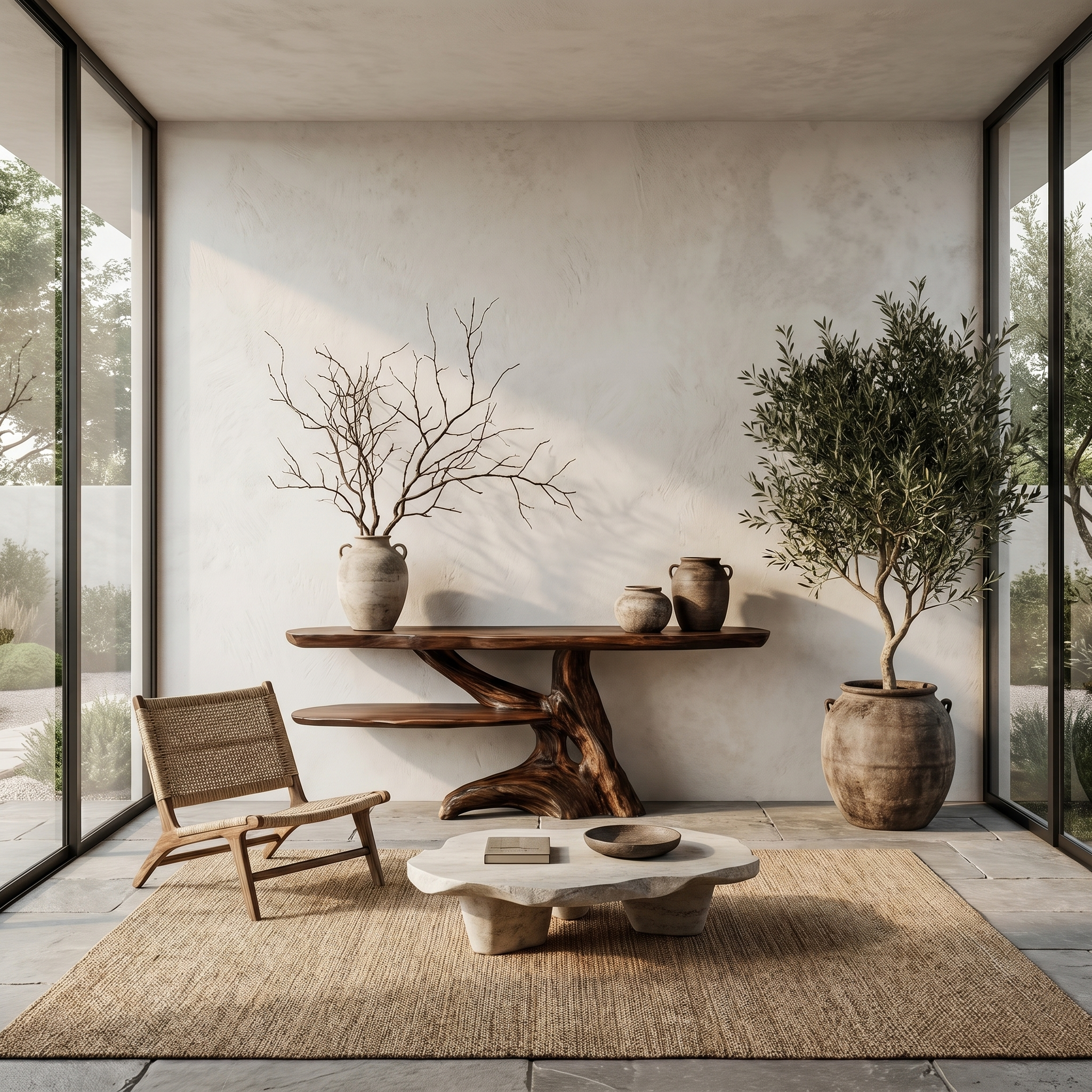 Contemporary Console Table With Sculptural Solid Wood Root Design For Entryway SINLHACS625