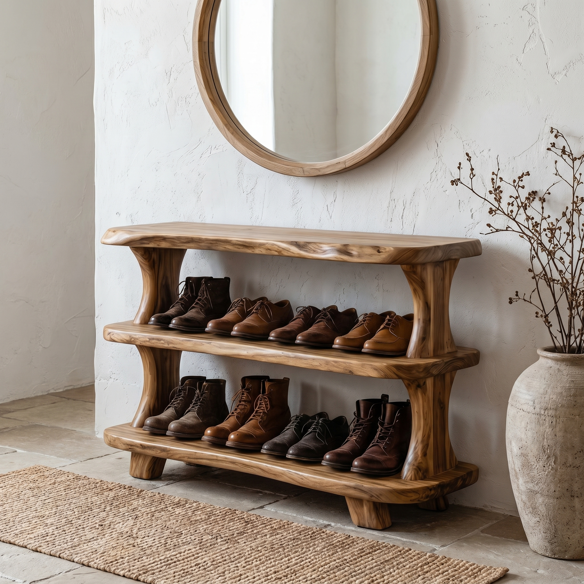 Modern Shoe Rack Sculptural Storage Design For Entryway SINLHASB095