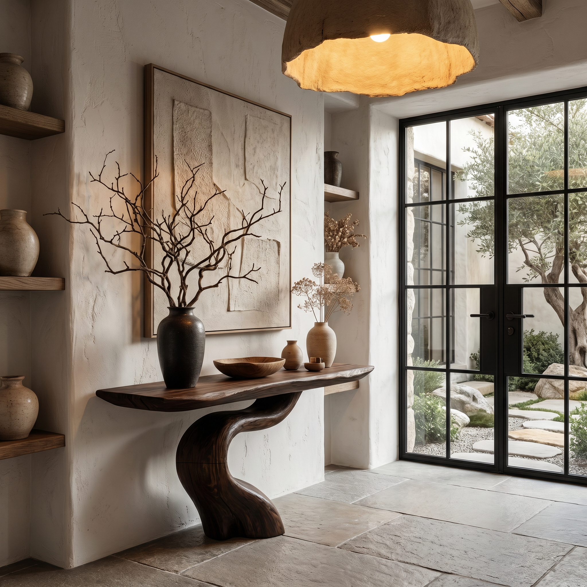 Organic Modern Console Table With Artistic Tree Root Base For Entryway SINLHACS626