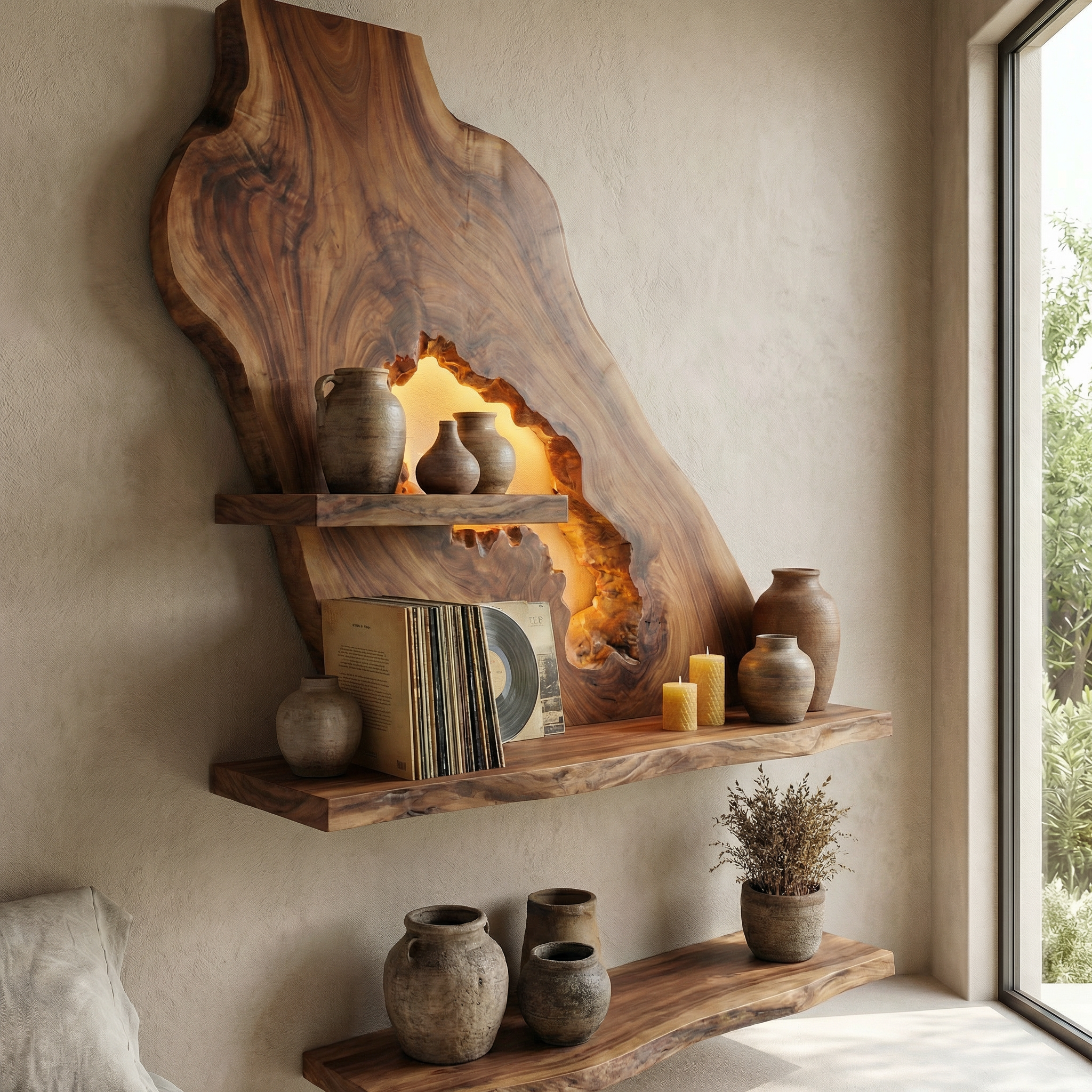 Sculptural Floating Wall Shelf For Living Room And Entryway SINLHAFL529