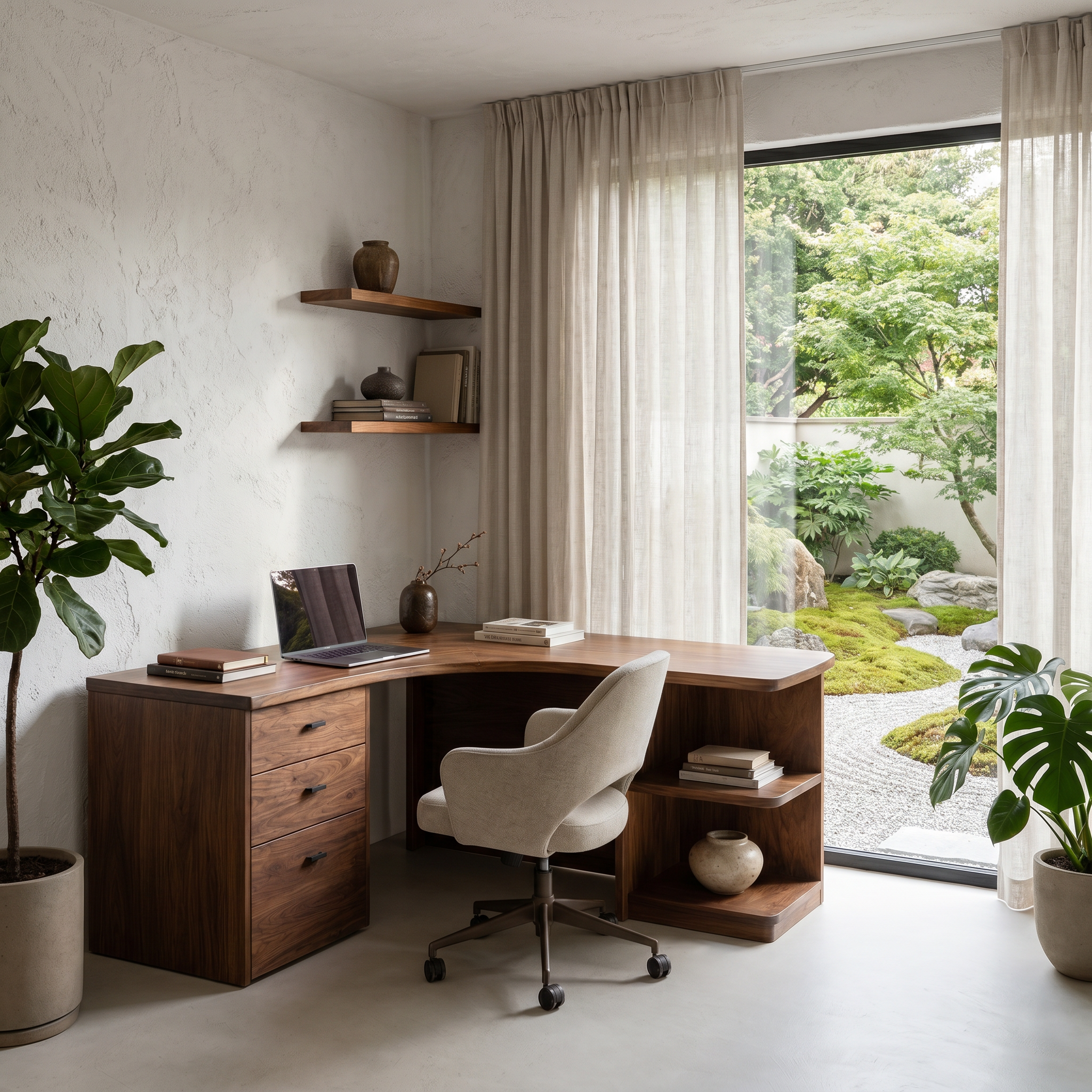 Modern Corner Desk With Built In Drawer Storage And Open Shelves For Home Office And Workspace SINLHADK123