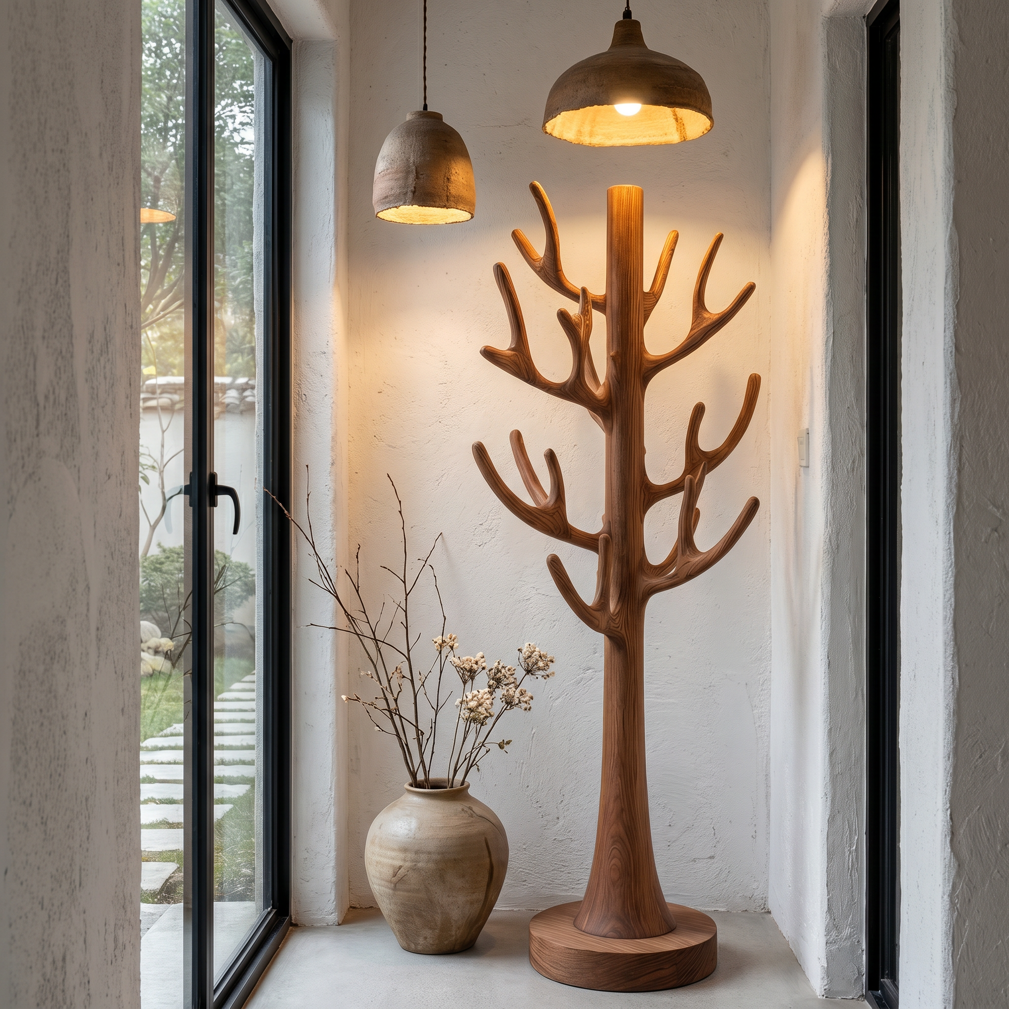 Tree Inspired Standing Coat Rack With Multiple Branch Hooks For Entryway SINLHATCR117