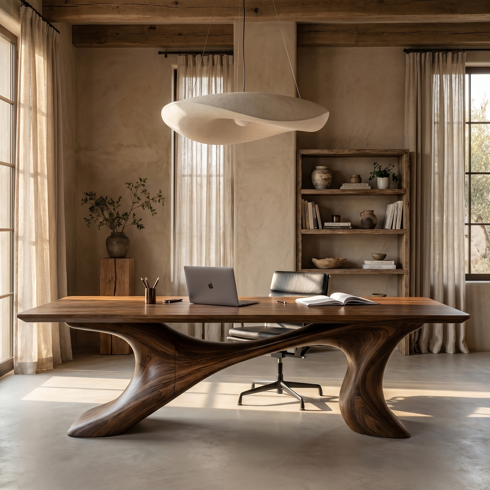 Sculptural Office Desk Organic Modern Furniture For Executive Workspace SINLHADK142