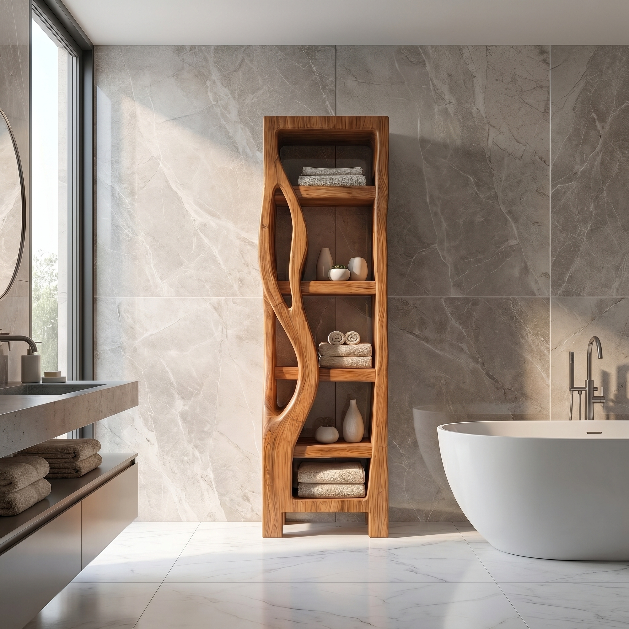 Rustic Bathroom Cabinet With Organic Branch Design For Bathroom SINLSABCT034