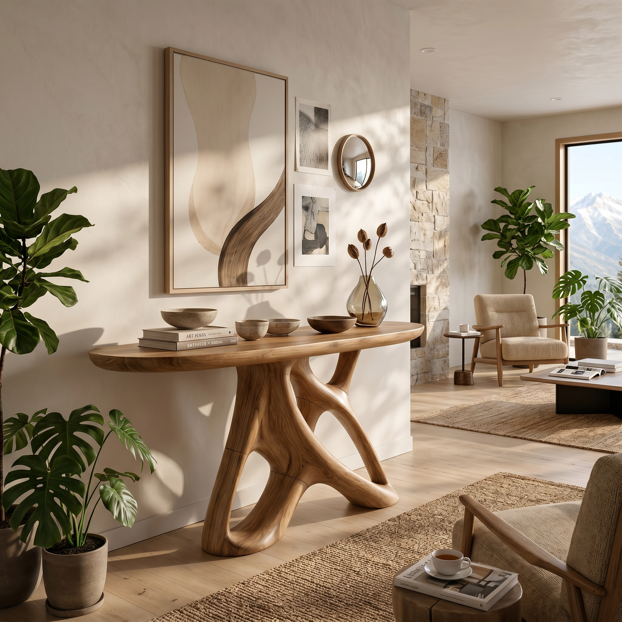 Organic Open Frame Console Table Designer Foyer SILDTTRCS088
