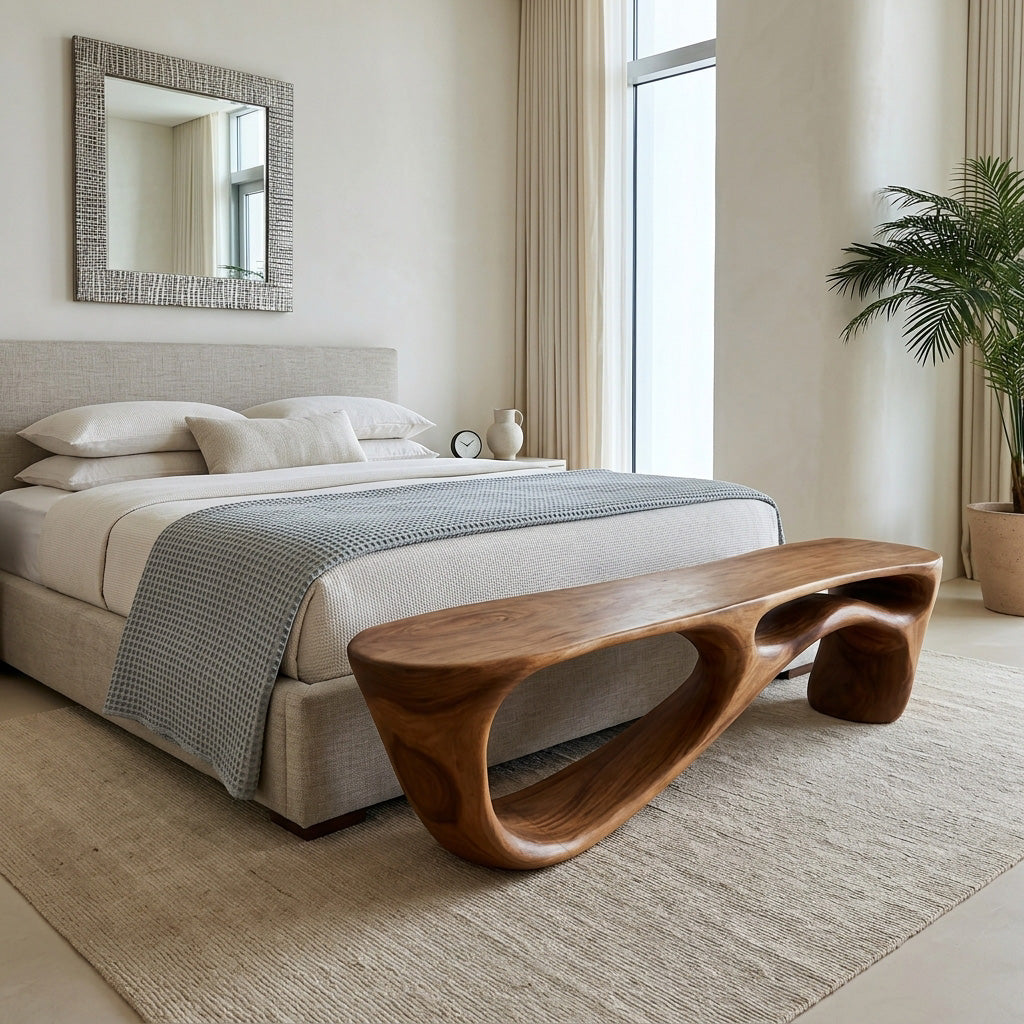 Modern Organic Natural Wood Bench For Entryway Decor RTTHHNCHR135