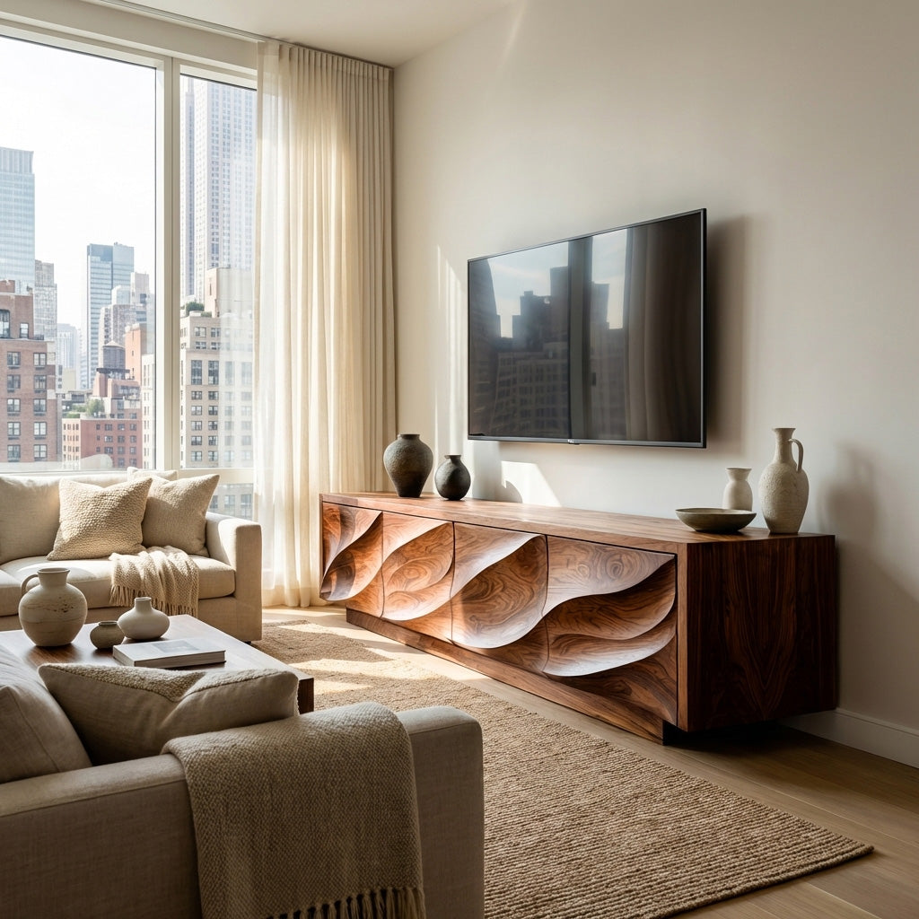 Modern Organic Wood TV Cabinet For Living Room RTTHHNTVC091