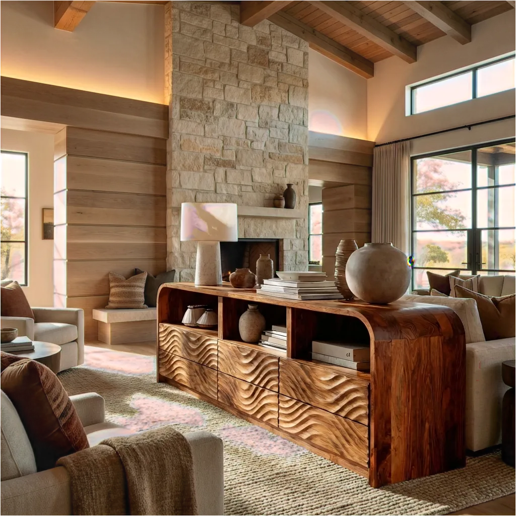Luxury Natural Wood Sideboard For Living Room RTTHHNSD036