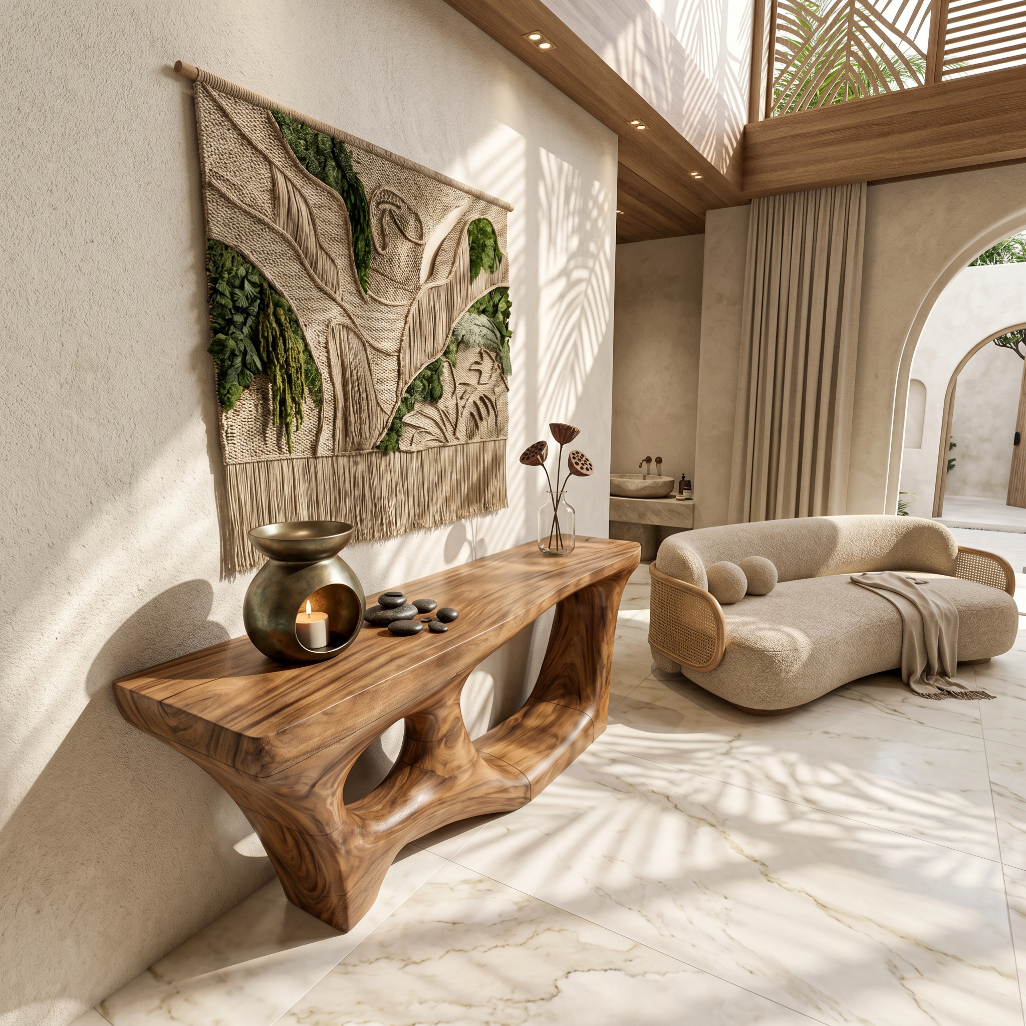 Contemporary Console Table With Sculptural Curved Design For Hallway SINLSACS648