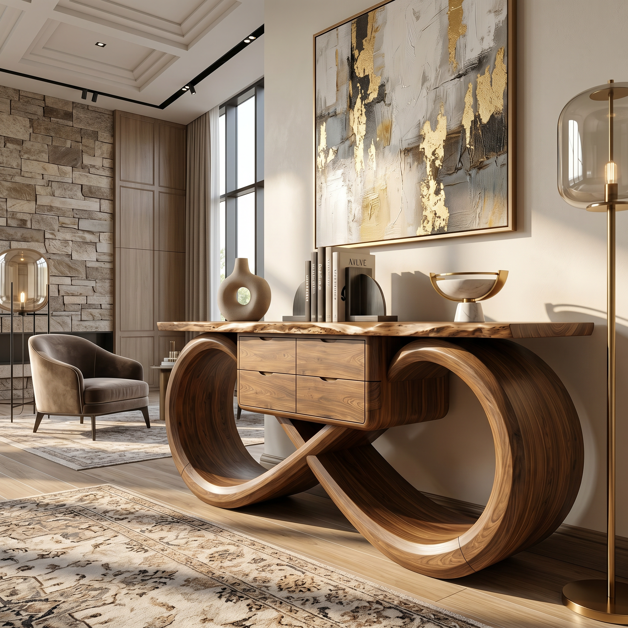 Organic Sculptural Console Table Contemporary Hallway SILDTTRCS105