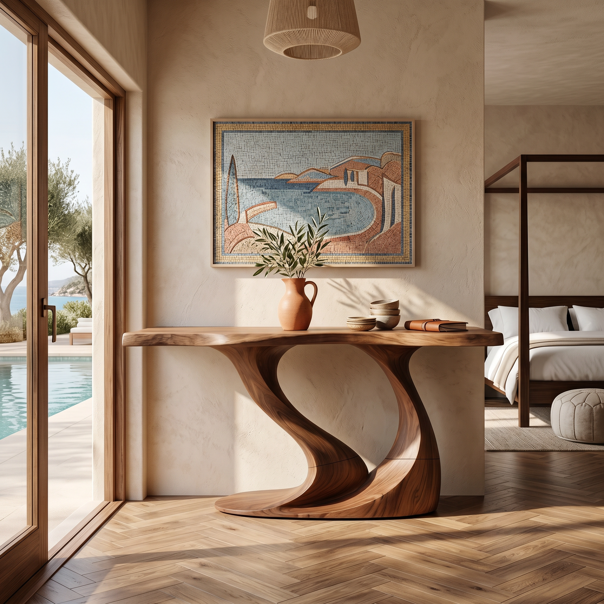 Contemporary Wave Base Console Table Luxury Hallway SILDTTRCS079