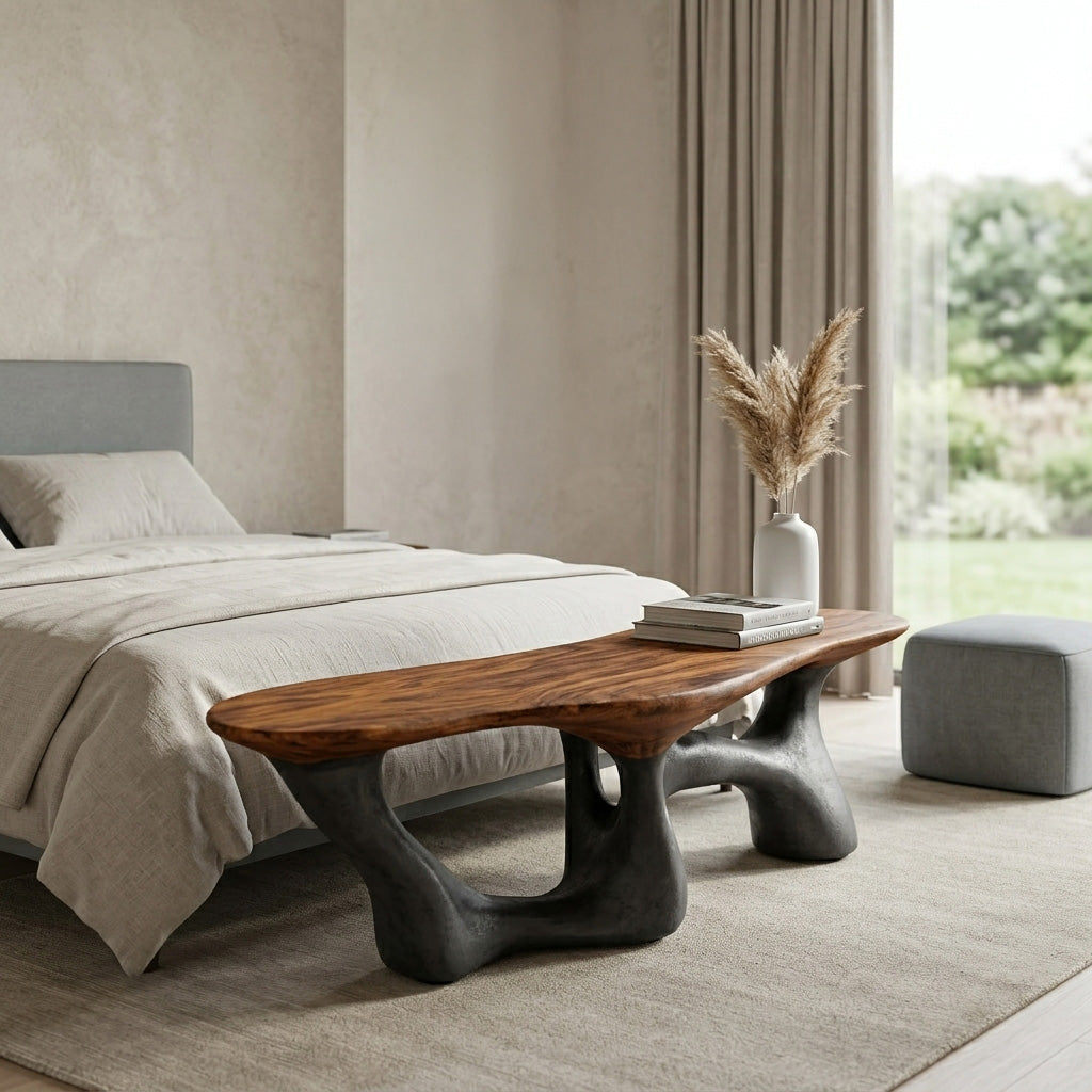 Modern Natural Wood Bench For Living Room Decor RTTHHNCHR140