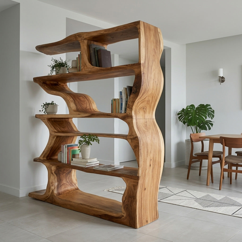 Contemporary Artistic Wooden Bookshelf For Living Room Storage RTTHHNBS179