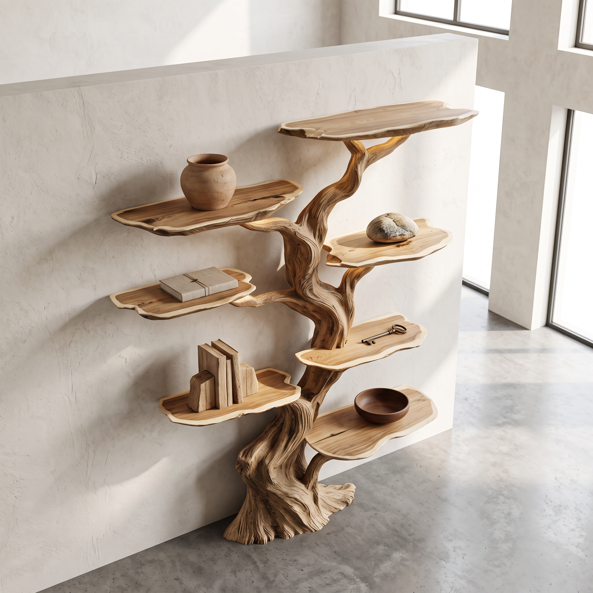 Modern Tree Bookshelf Wood Handmade Natural Gift SINLSATB191