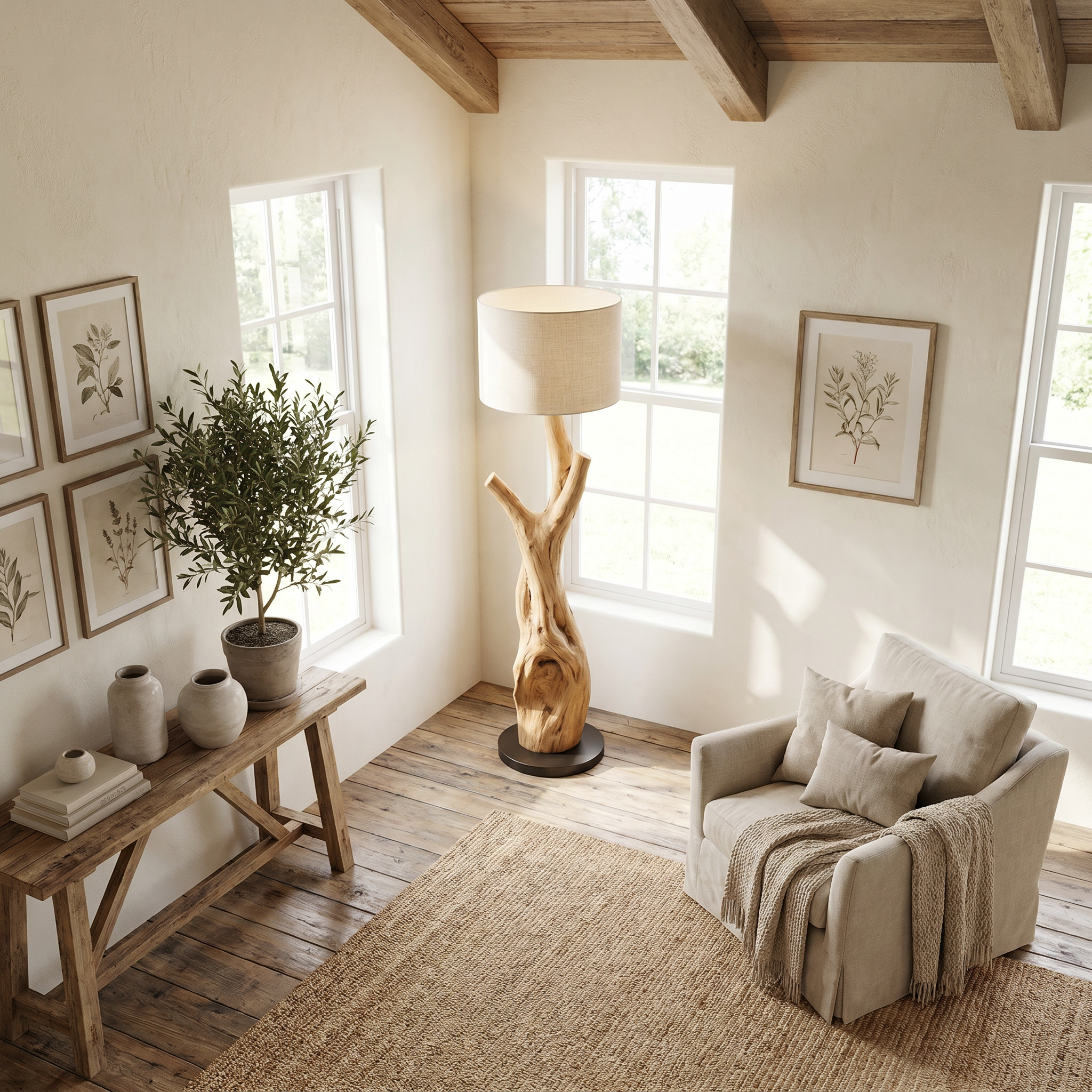 Modern Tree Branch Wooden Standing Lamp For Living Room And Corner SINLSAFLP063