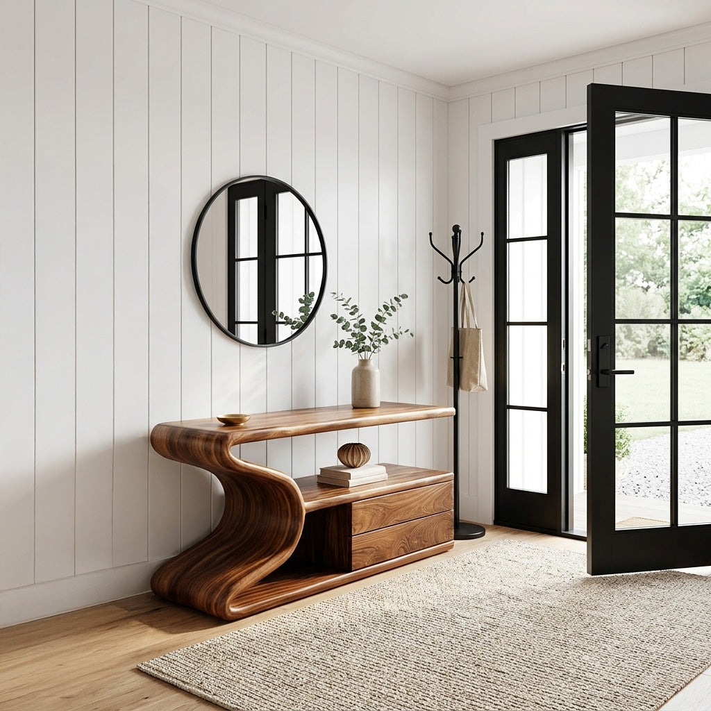 Modern Wooden Console Table With Storage For Statement Living Space RTTHHNCS035