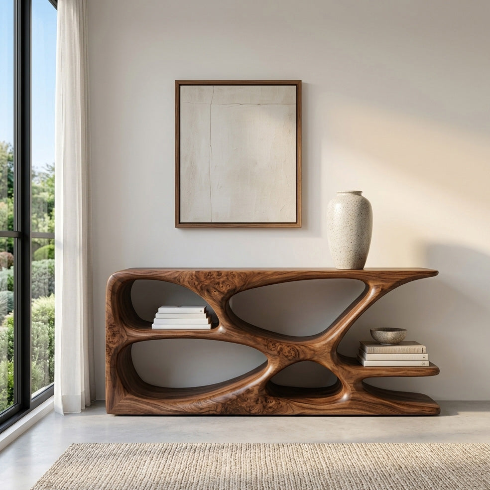 Minimalist Natural Wood Console Table For Living Space RTTHHNCS037