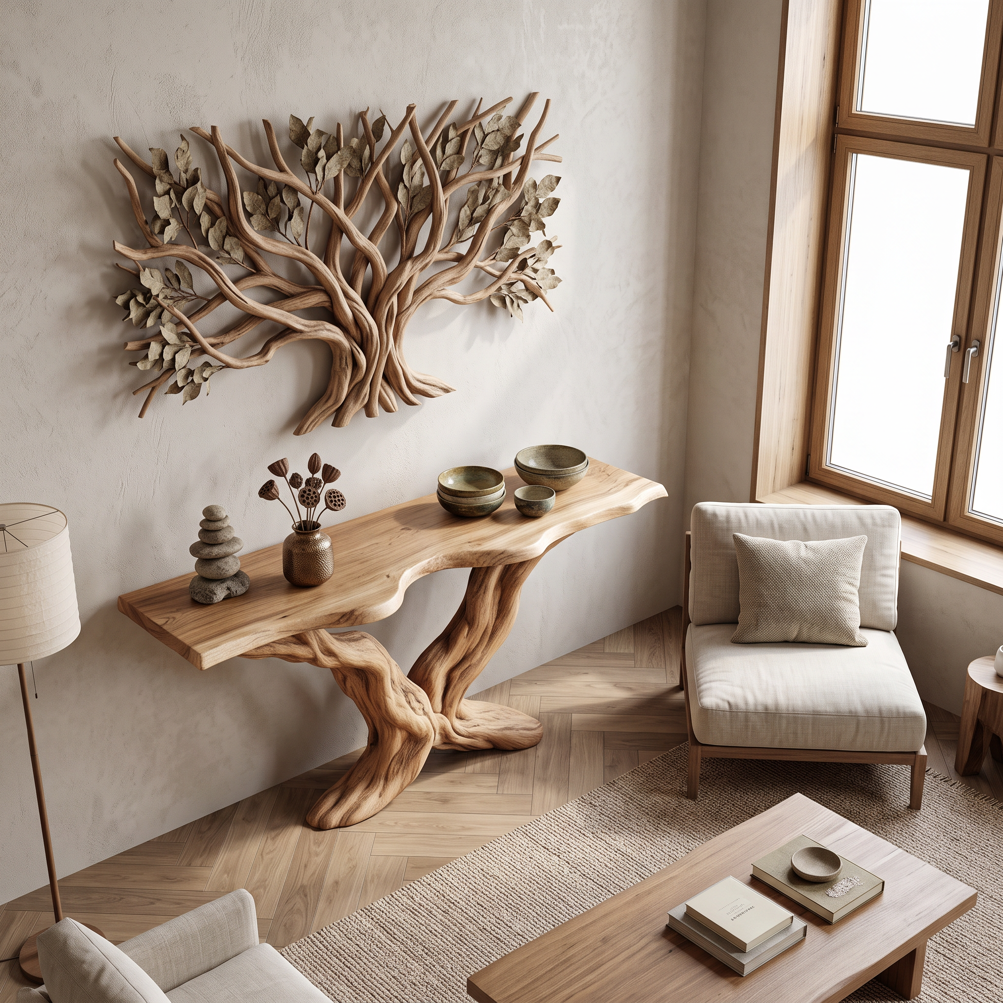 Rustic Sculptural Console Table Living Room Or Entryway SINLSACS270