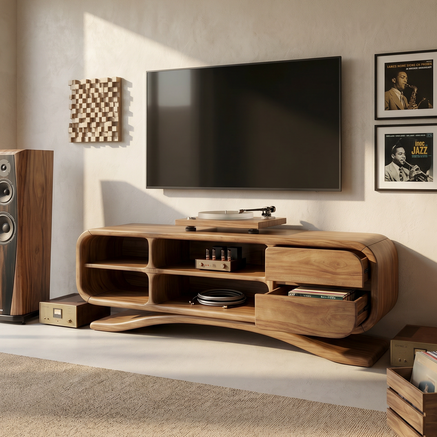 Boho Sculptural TV Cabinet For Artistic Living Room SILDTTRTVC084