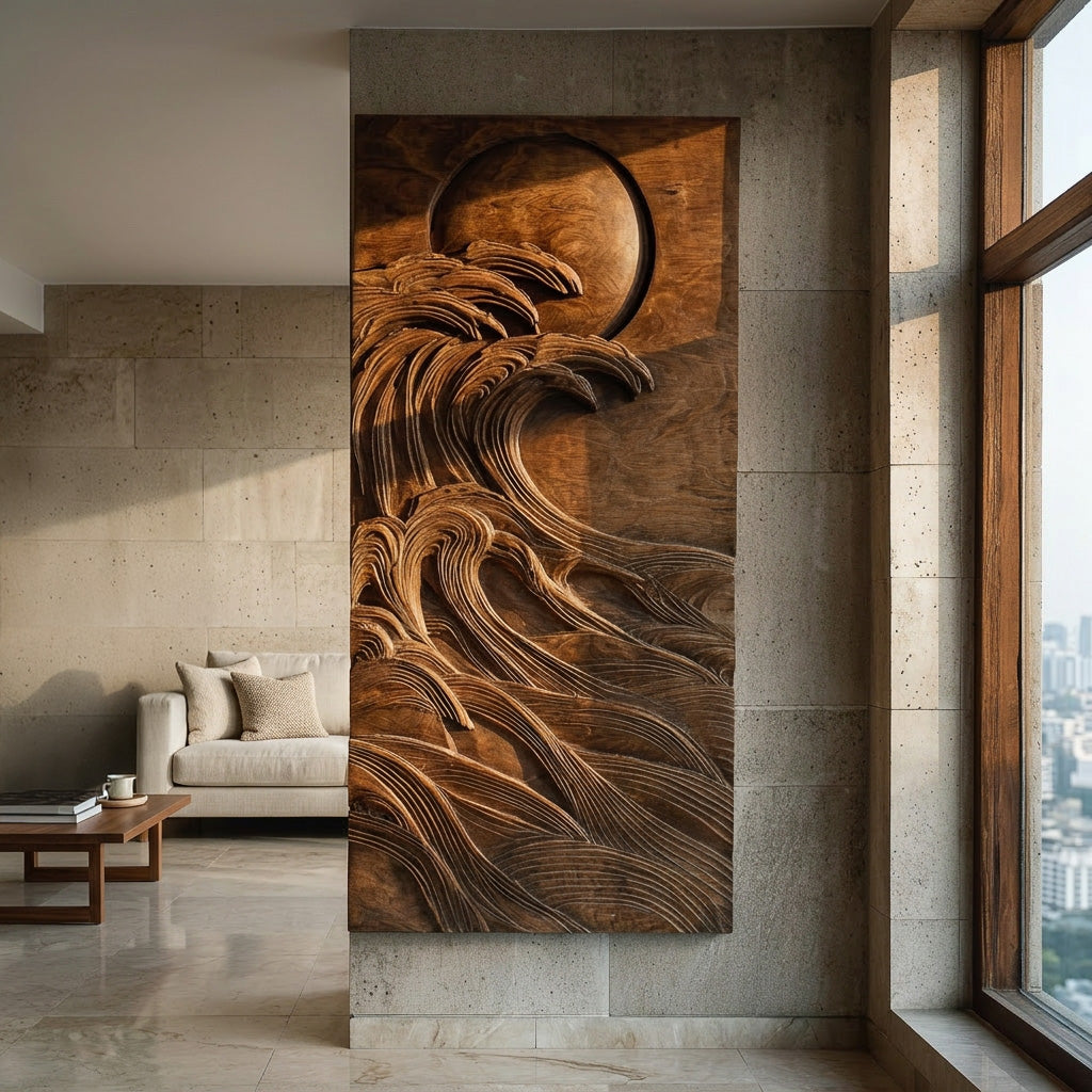 Modern Coastal Ocean Wave Wood Wall Art For Home Decor RTTHHNWA189