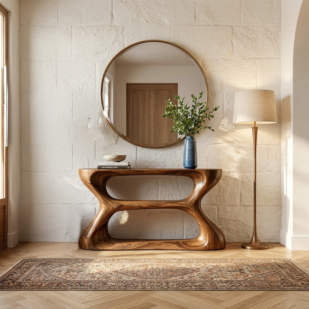 Organic Style Natural Wood Console Table For Living Room RTTHHNCS046
