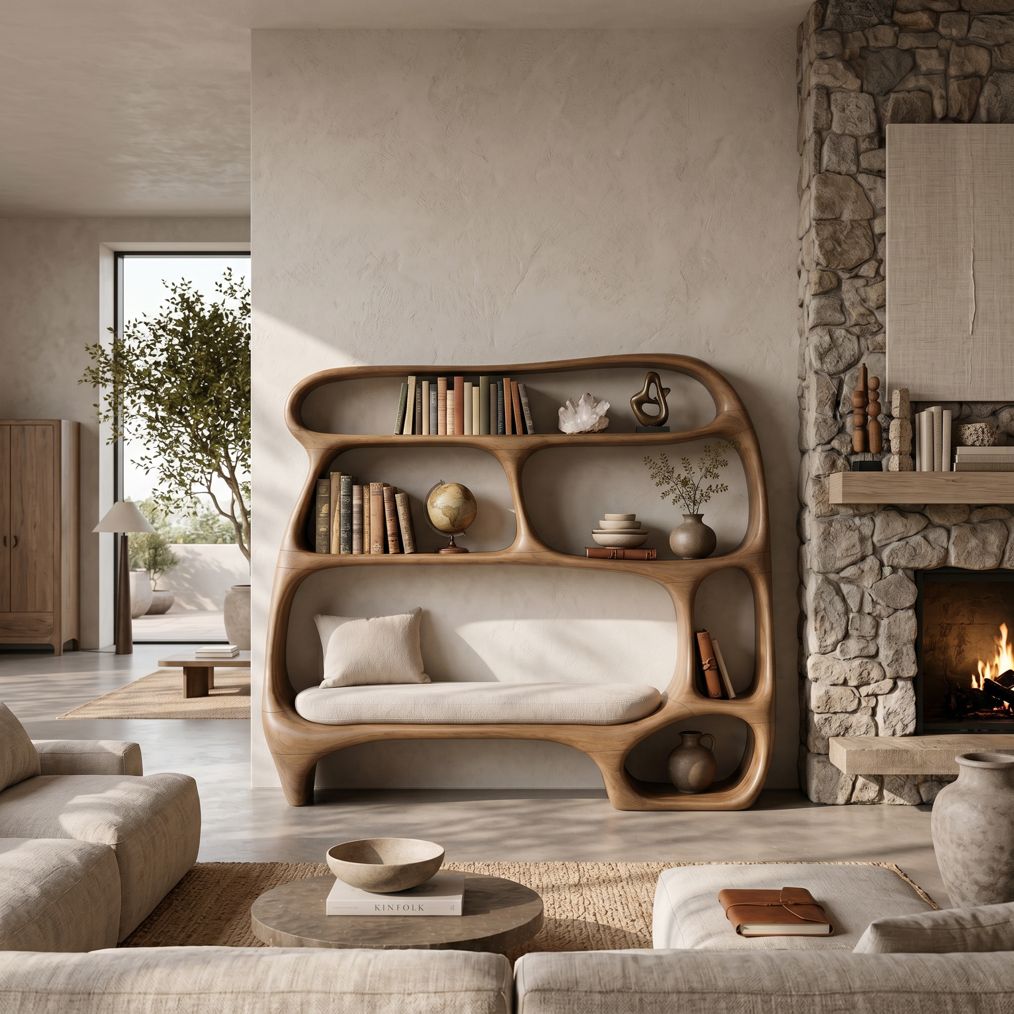 Contemporary Organic Bookshelf For Modern Living Room SILDTTNBS035