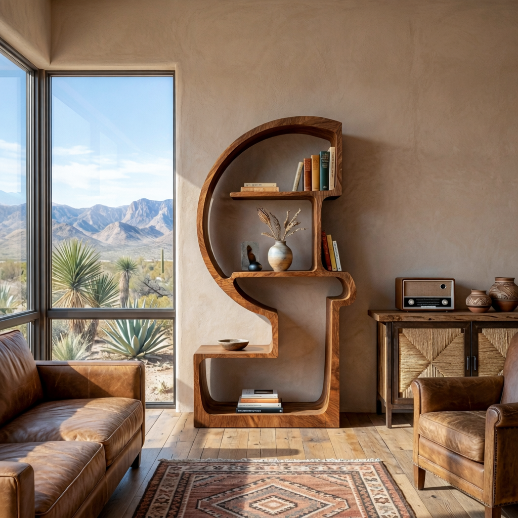 Artistic Wooden Bookshelf With Unique Curved Structure For Home RTTHTTBS127