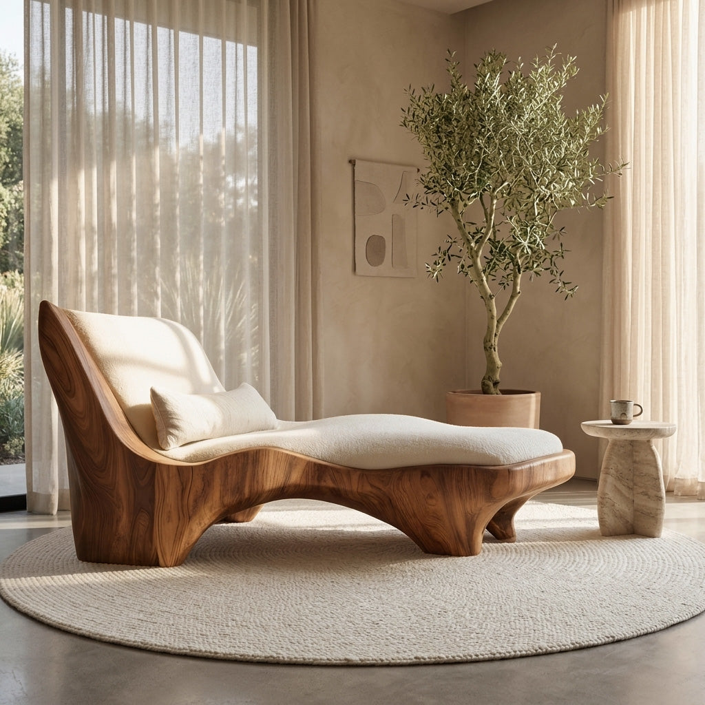 Modern Chaise Lounge With Curved Base For Living Room SITHHNSF008