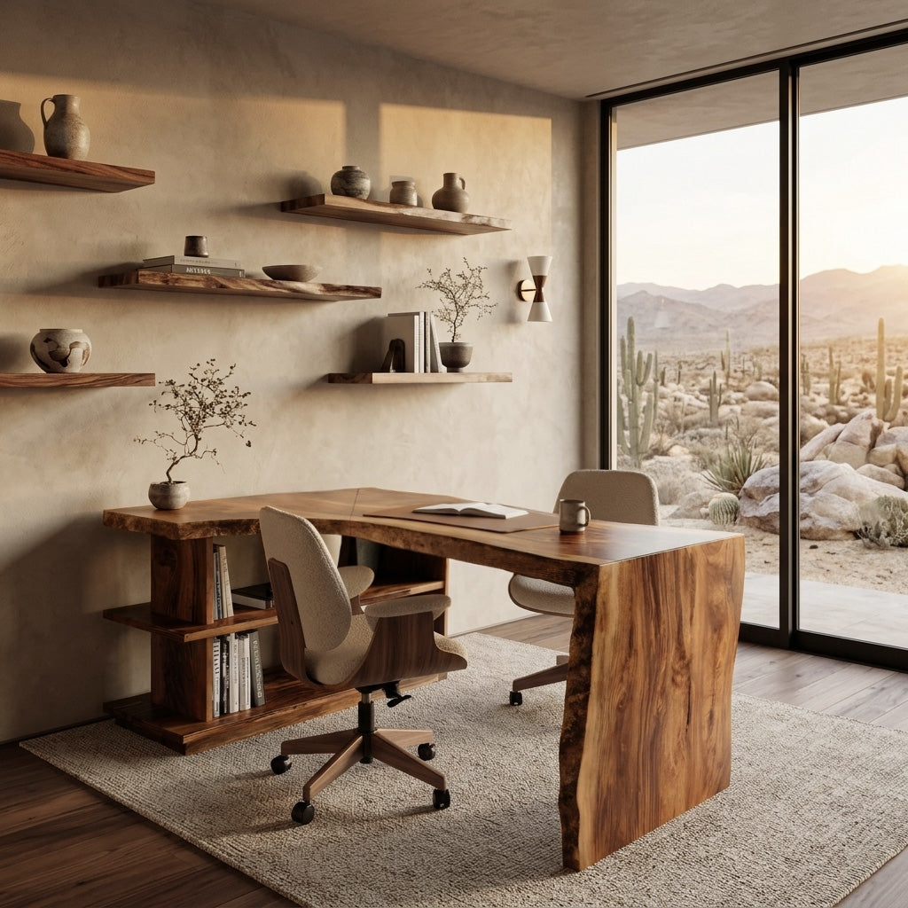 Modern L Shaped Desk With Bookshelf For Home Office SITHHNDE055