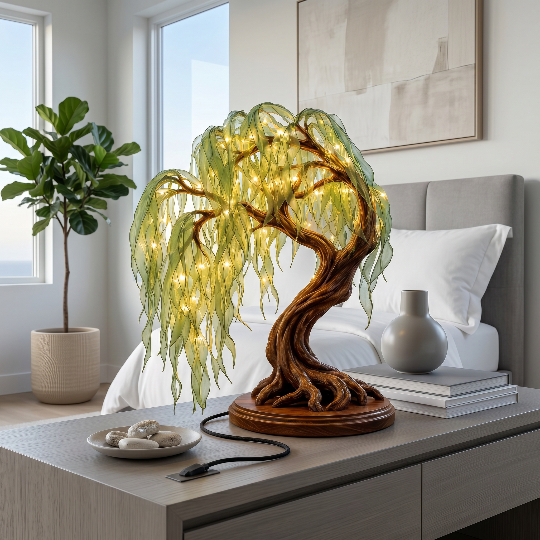 Japandi Bonsai Tree Table Lamp For Nightstand SINLSATL015