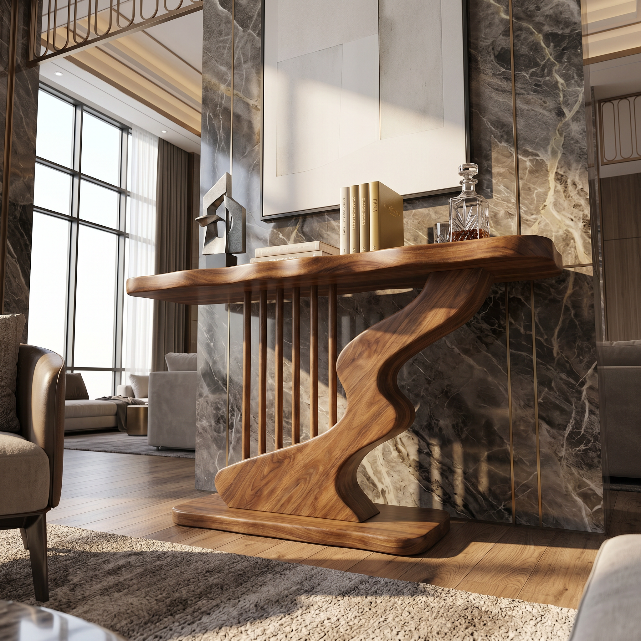 Bohemian Curved Base Console Table Cozy Entryway SILDTTRCS111