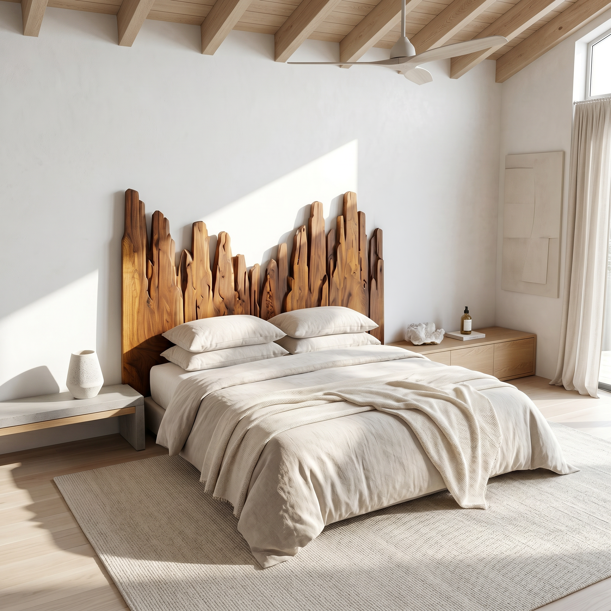 Rustic Skyline Headboard Wooden Bed Headboard For Bedroom SINLSAHB040