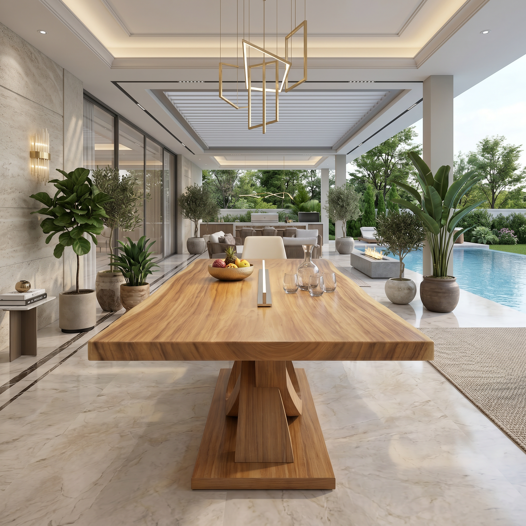Curved Pedestal Table For Resort Dining Room SILDTTRDN069