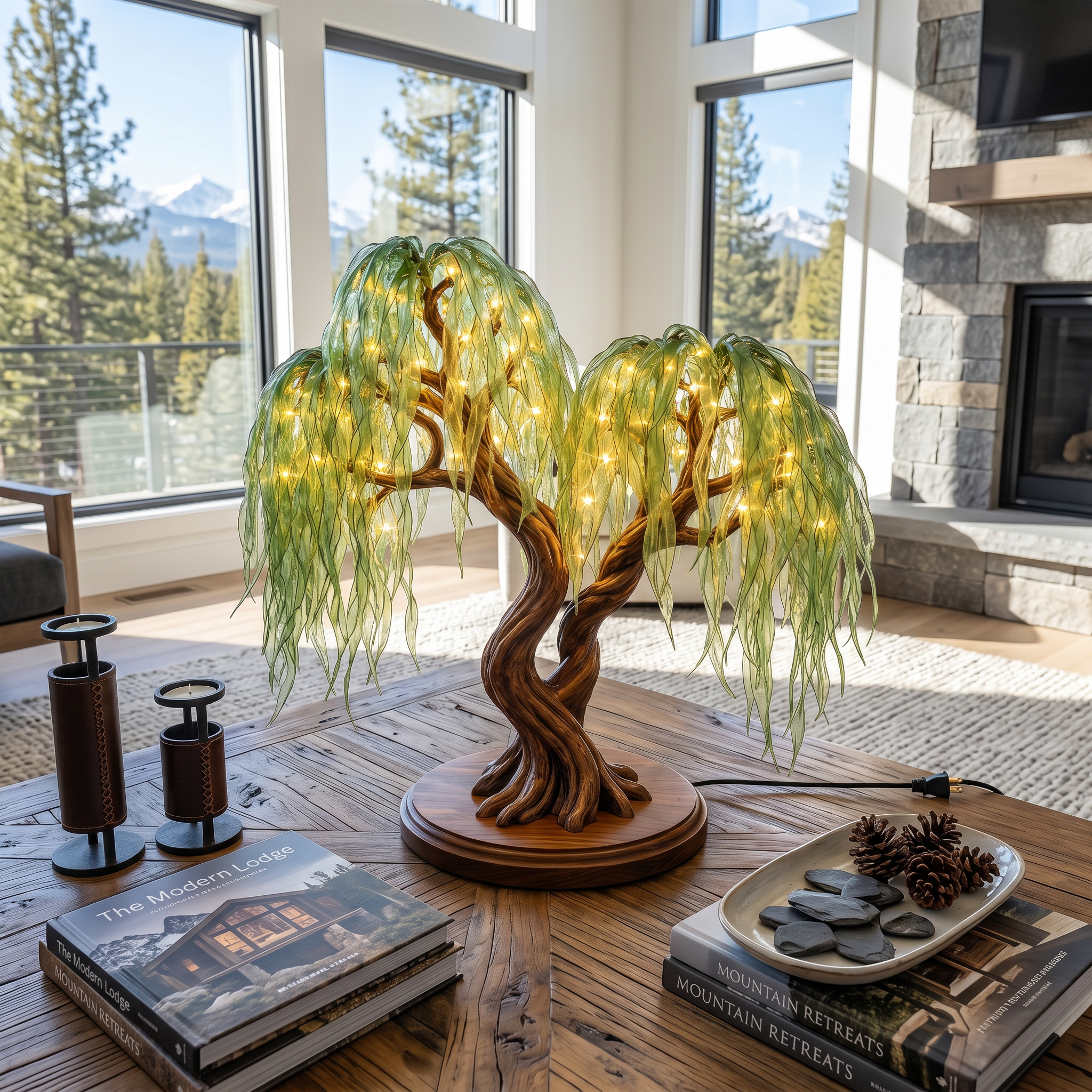 Rustic Willow Tree Lamp For Bedroom And Living Room SINLSATL016