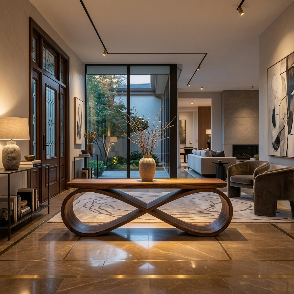 Infinity Loop Sculptural Bench For Entryway Or Living Room SITHTTCHR047