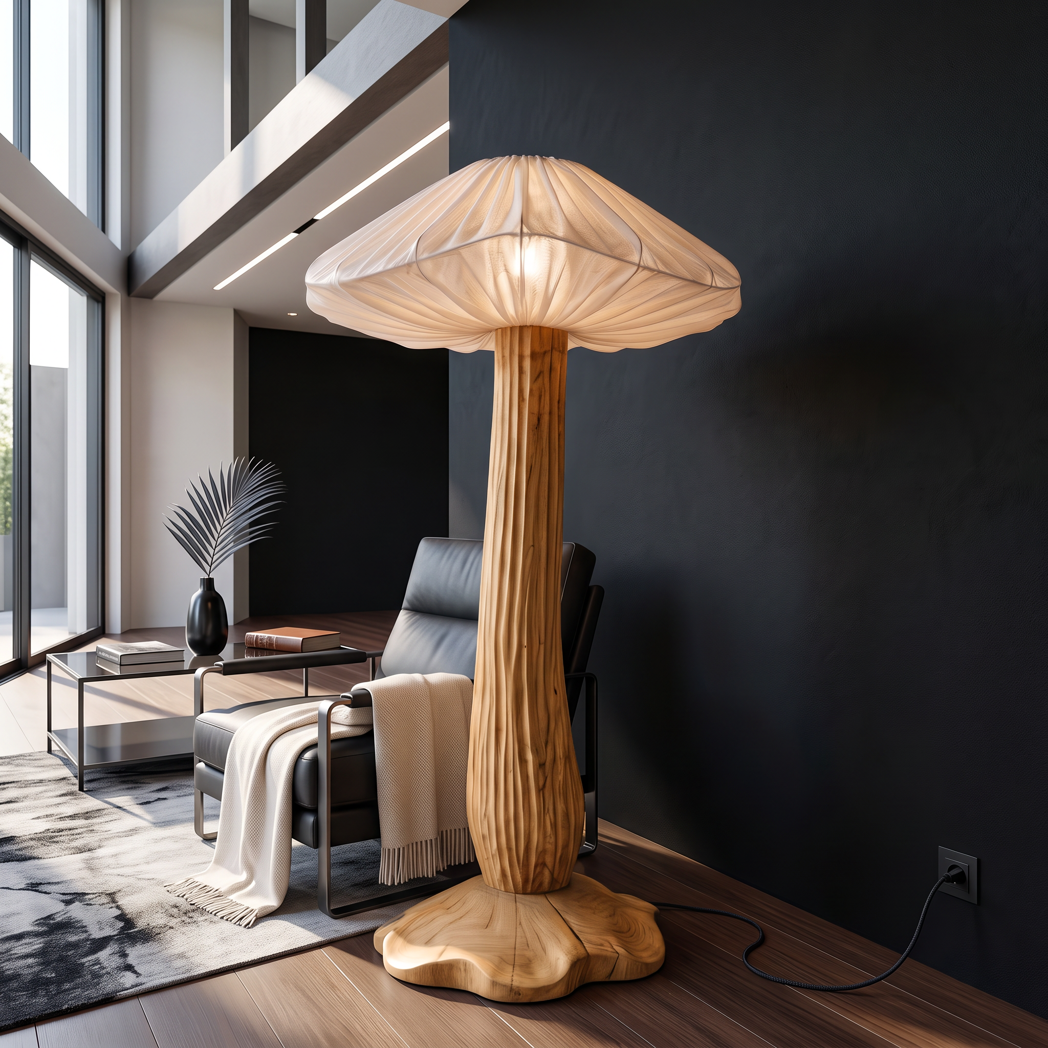 Rustic Floor Lamp Voan Mushroom Shade Living Room SINLSAFLP132