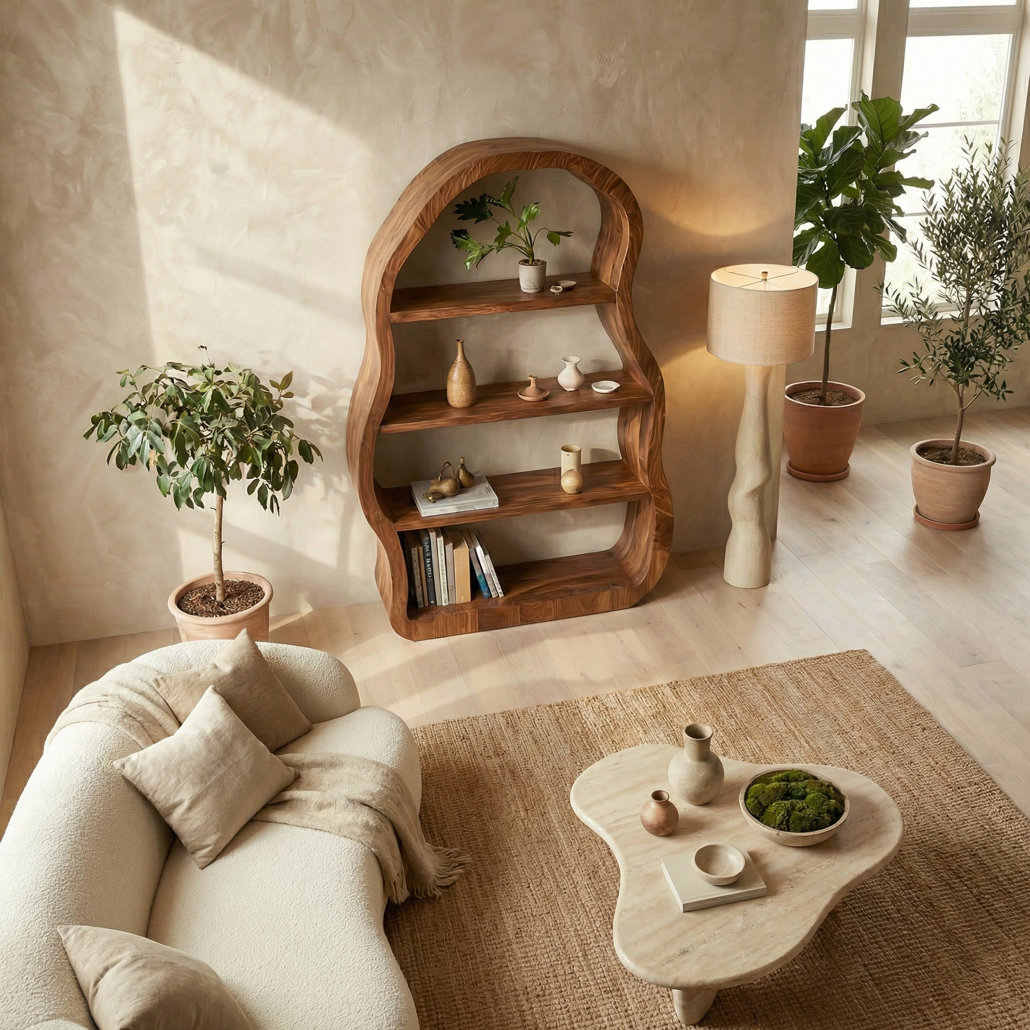 Modern Sculptural Bookshelf For Living Room And Reading Corner SINLSASC503