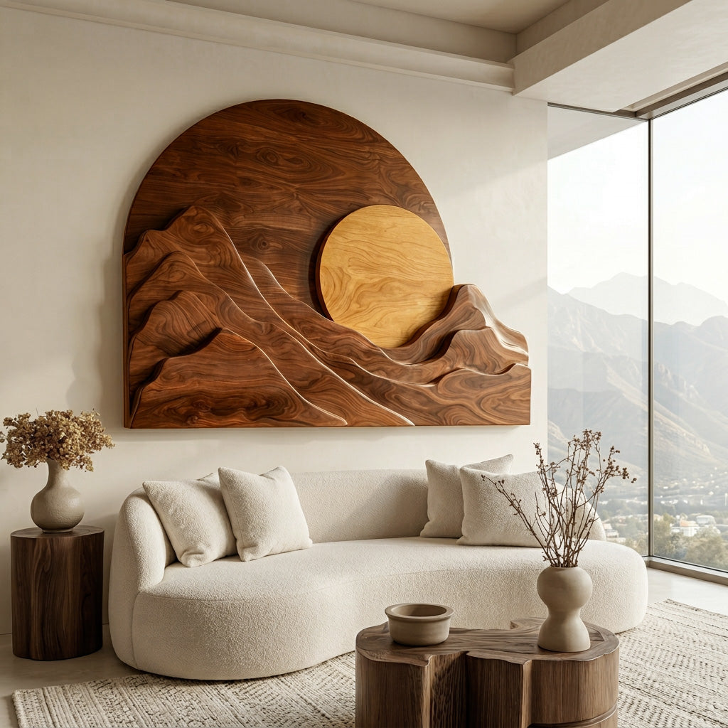 Organic Modern Mountain Wood Wall Art For Living Room RTTHHNWA201