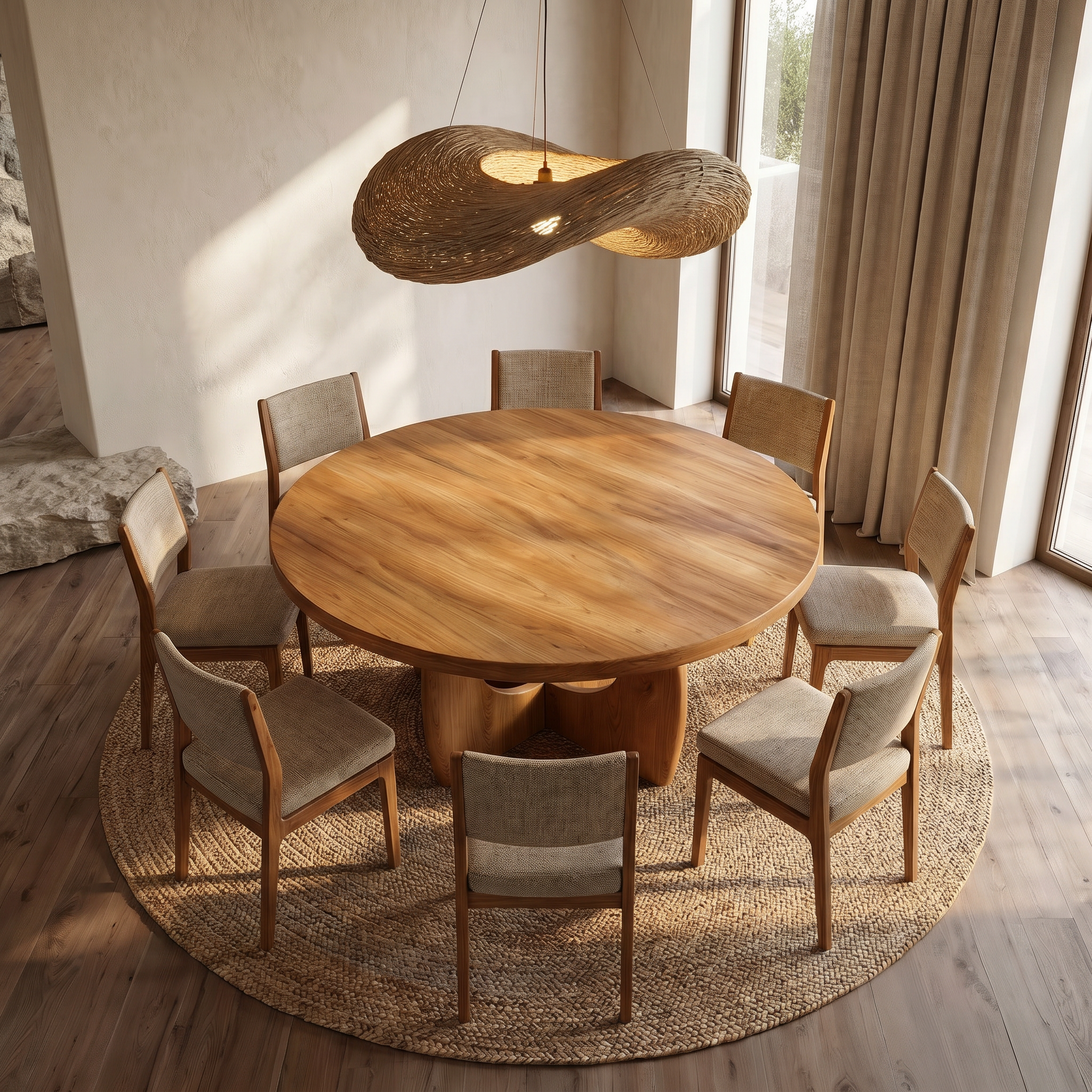 Organic Round Dining Table With Cutout Base For Dining Room SINLSADT169