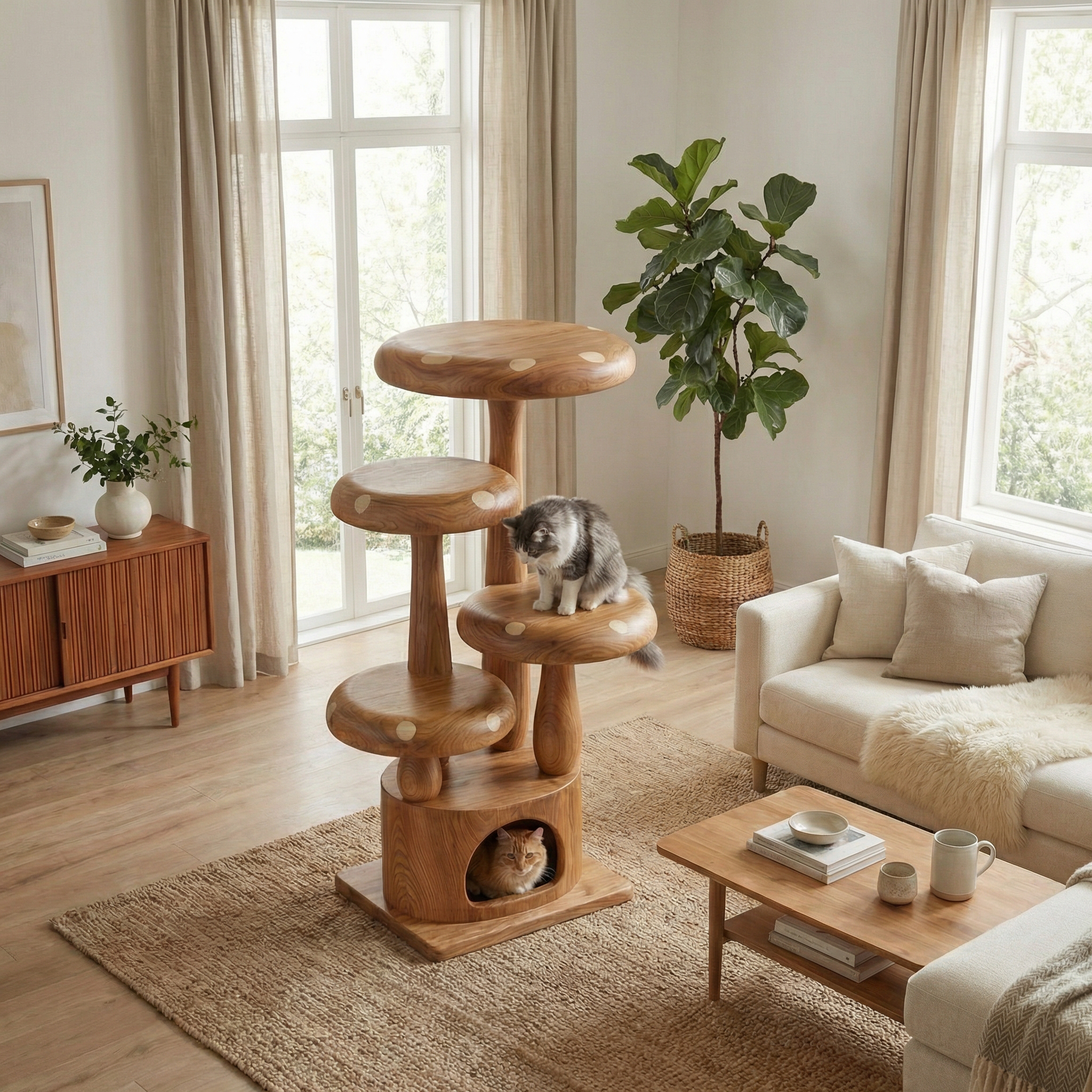Modern Artistic Musrhroom Cat Tree For Living Room And Pet Corner SINLSATT123