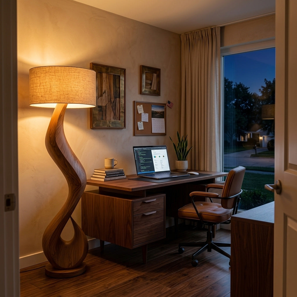 Modern Floor Lamp With Flowing Form For Living Room Corner RTTHHNLAM075