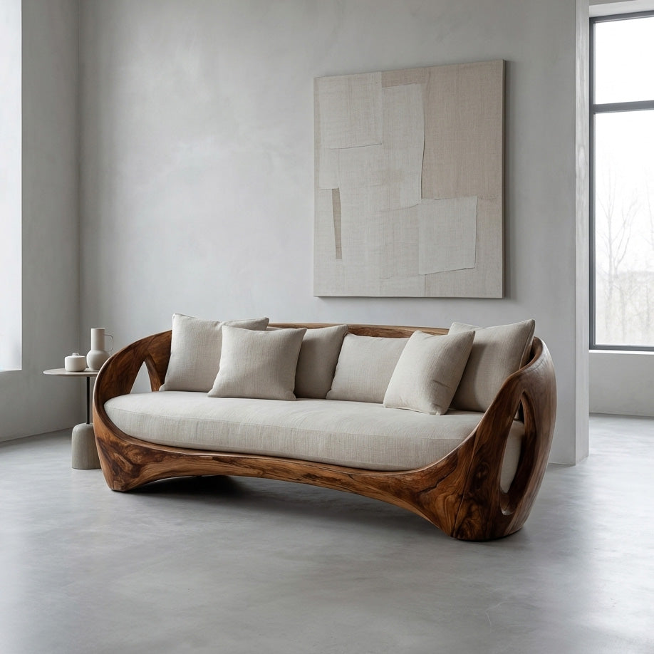 Sculptural Wooden Frame Sofa For Modern Living Room RTTHHNSFA038