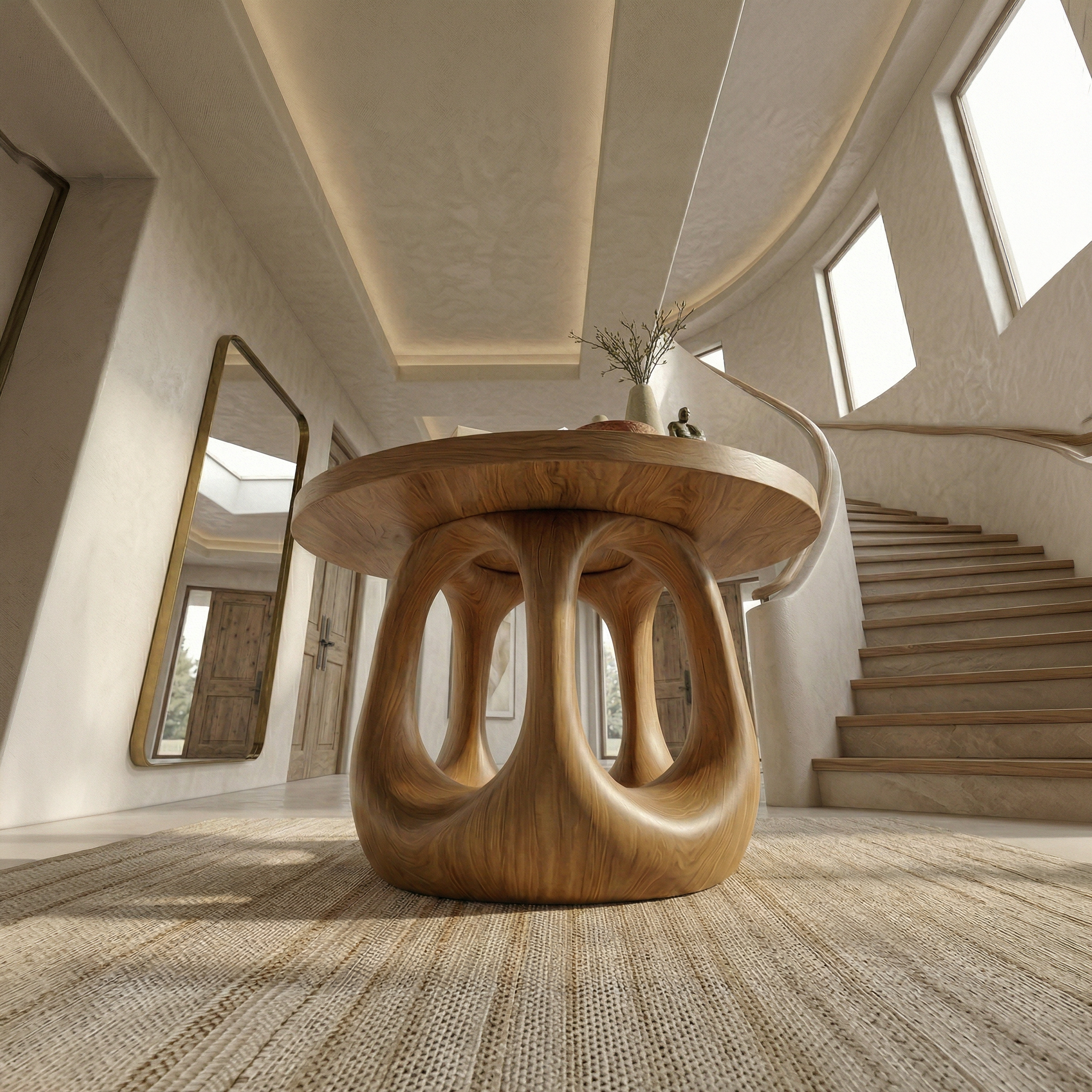Modern Sculptural Foyer Table For Entryway Or Living Room SINLSAFT011